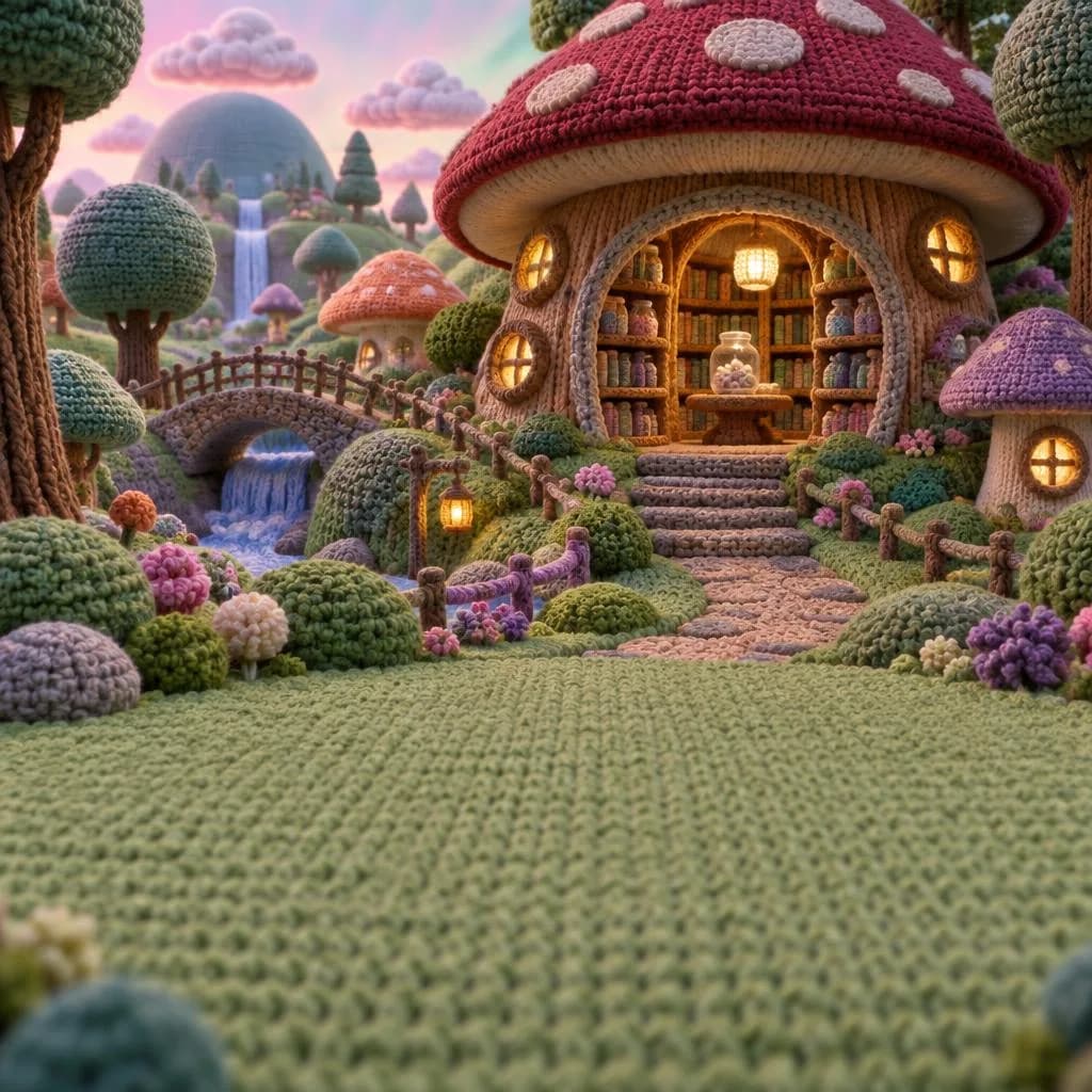 Biblioteca de Esporas, tejido a crochet