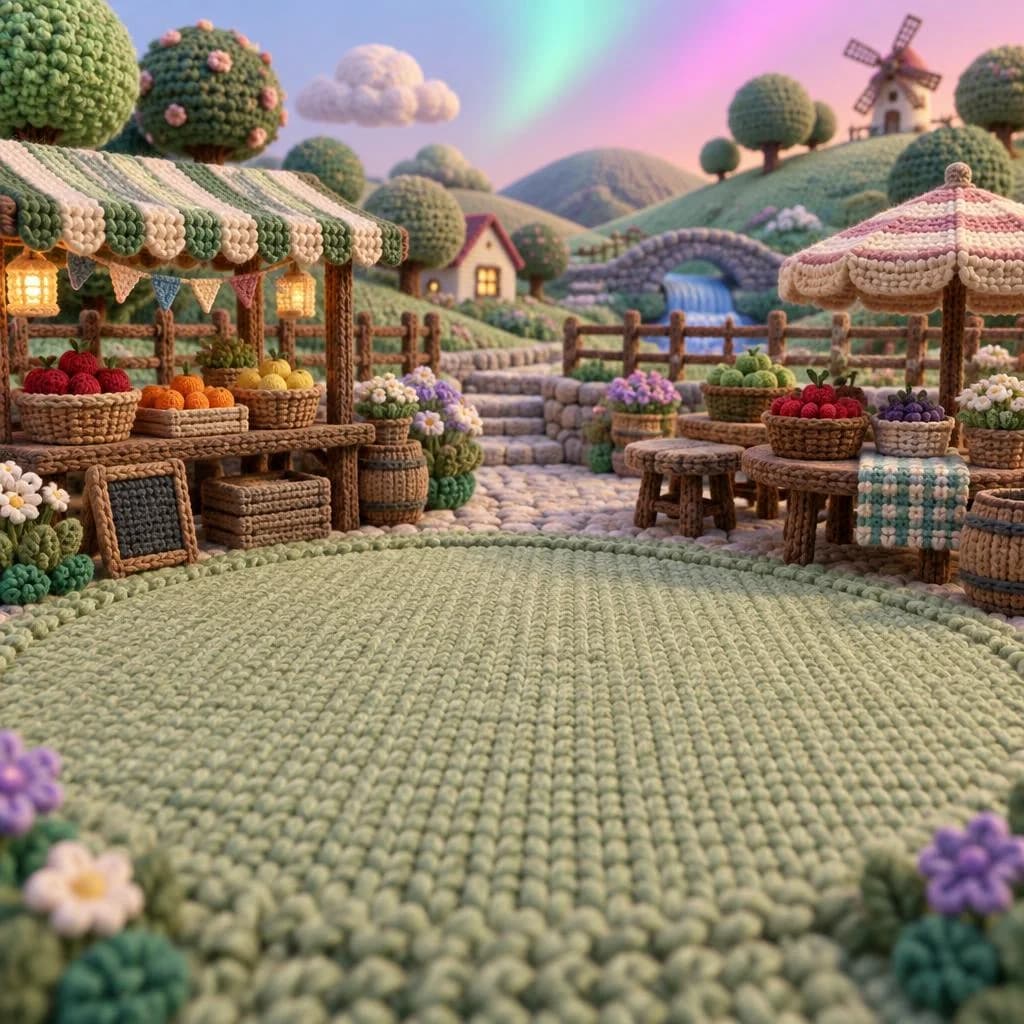 Plaza de las Canastas, tejido a crochet