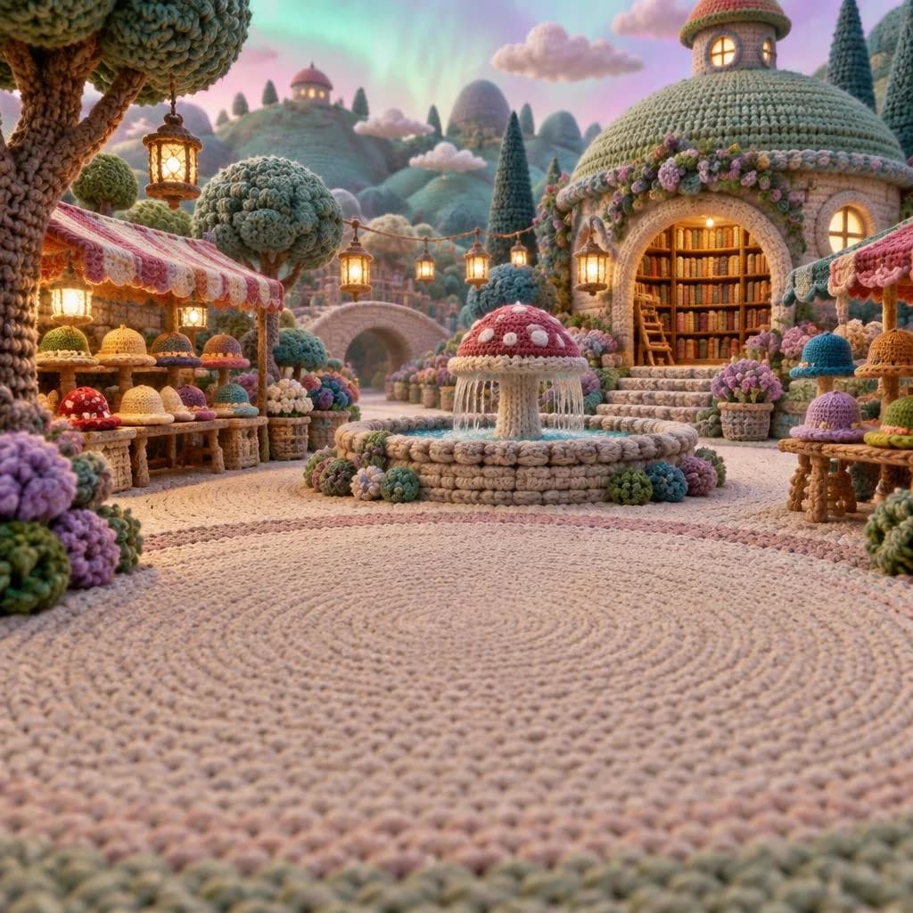 Plaza de los Sombreros, tejido a crochet